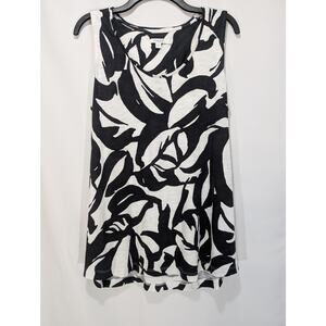 Chico’s Black White Abstract Print Sleeveless Tank Top Size L
